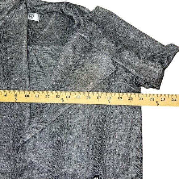 Kasper Gray Open Front Waterfall Cardigan Jacket With Zipper Pockets Large - Picture 10 of 13